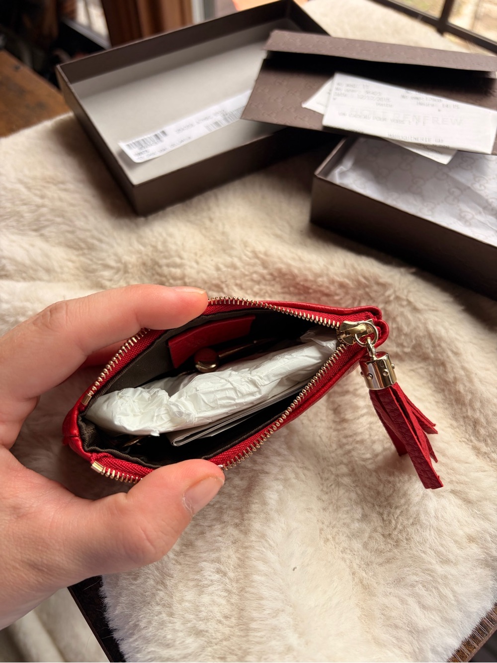GUCCI RED LEATHER SOHO KEY POUCH - Picture 4 of 7
